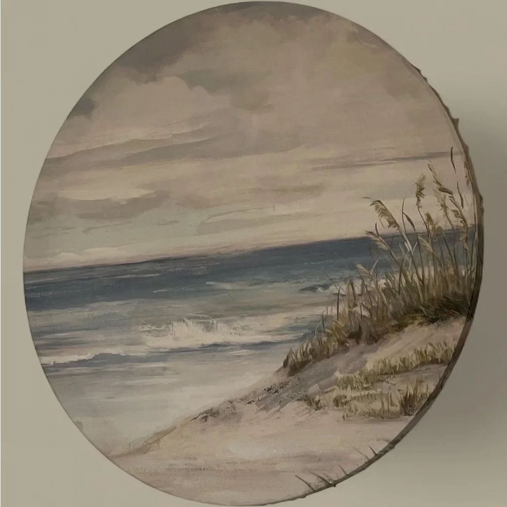 Coastal Landscape Round Wall Art - Blue and Gray (set of 2)